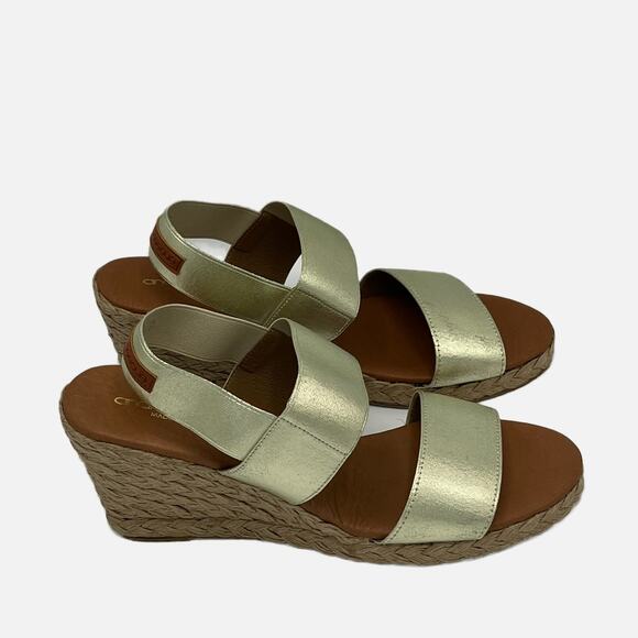 Andre Assous Allison Espadrille Mid-Wedge in Gold /Tan Size 9.5 - Picture 3 of 10